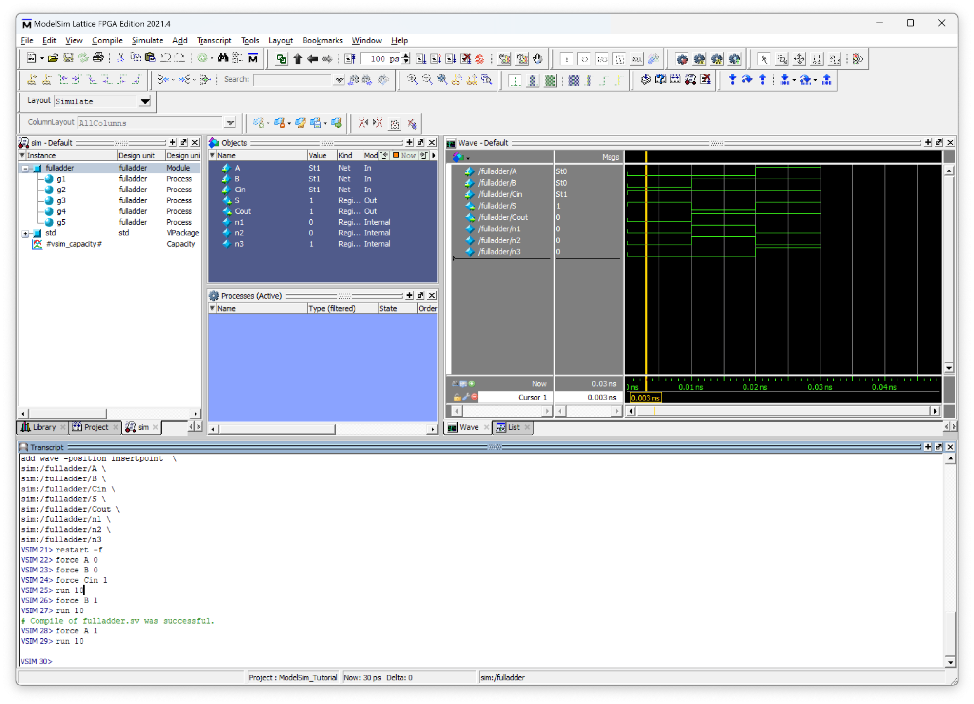 E155 FA23 - ModelSim Simulation Tutorial