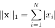 \begin{displaymath}
\vert\vert{\bf x}\vert\vert _1=\sum_{i=1}^N \vert x_i\vert
\end{displaymath}