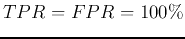 $TPR=FPR=100\%$
