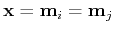 ${\bf x}={\bf m}_i={\bf m}_j$