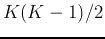 $K(K-1)/2$