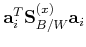 ${\bf a}_i^T{\bf S}_{B/W}^{(x)}{\bf a}_i$