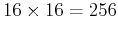$16\times16=256$