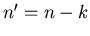 $n'=n-k$