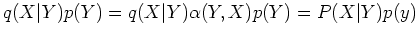 $\displaystyle q(X\vert Y)p(Y)=q(X\vert Y)\alpha(Y,X)p(Y)=P(X\vert Y)p(y)$