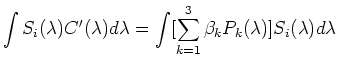 $\displaystyle \int S_i(\lambda)C'(\lambda) d\lambda = \int [ \sum_{k=1}^3 \beta_k P_k(\lambda) ]
S_i(\lambda) d\lambda$