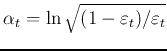 $\alpha_t=\ln\sqrt{(1-\varepsilon_t)/\varepsilon_t}$