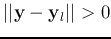 $\vert\vert{\bf y}-{\bf y}_l\vert\vert > 0$
