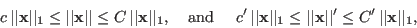 \begin{displaymath}
c \vert\vert{\bf x}\vert\vert _1\le \vert\vert{\bf x}\vert...
...vert{\bf x}\vert\vert'\le C' \vert\vert{\bf x}\vert\vert _1,
\end{displaymath}