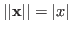 $\vert\vert{\bf x}\vert\vert=\vert x\vert$