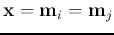 ${\bf x}={\bf m}_i={\bf m}_j$