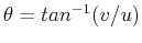 $\theta=tan^{-1}(v/u)$