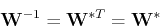 \begin{displaymath}{\bf W}^{-1}={\bf W}^{*T}={\bf W}^* \end{displaymath}