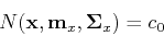 \begin{displaymath}N({\bf x},{\bf m}_x,{\bf\Sigma}_x)=c_0 \end{displaymath}