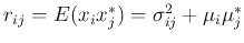 $r_{ij}=E(x_ix_j^*)=\sigma_{ij}^2+\mu_i\mu_j^*$