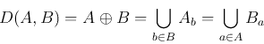 \begin{displaymath}D(A,B)=A\oplus B=\bigcup_{b\in B} A_b=\bigcup_{a\in A} B_a \end{displaymath}