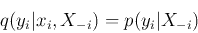 \begin{displaymath}q(y_i\vert x_i,X_{-i})=p(y_i\vert X_{-i}) \end{displaymath}