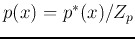 $p(x)=p^*(x)/Z_p$