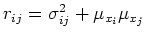 $r_{ij}=\sigma_{ij}^2+\mu_{x_i}\mu_{x_j}$
