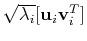 $\sqrt{\lambda_i}[{\bf u}_i{\bf v}_i^T]$