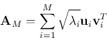 \begin{displaymath}
{\bf A}_M=\sum_{i=1}^M \sqrt{\lambda_i} {\bf u}_i{\bf v}_i^T
\end{displaymath}
