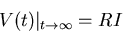 \begin{displaymath}V(t)\vert _{t\rightarrow \infty}=RI \end{displaymath}