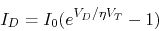 \begin{displaymath}I_D=I_0 ( e^{V_D/\eta V_T}-1 ) \end{displaymath}