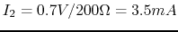 $I_2=0.7V/200\Omega=3.5mA$