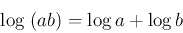 \begin{displaymath}\log \;(ab)=\log a+\log b \end{displaymath}