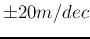 $\pm 20m/dec$